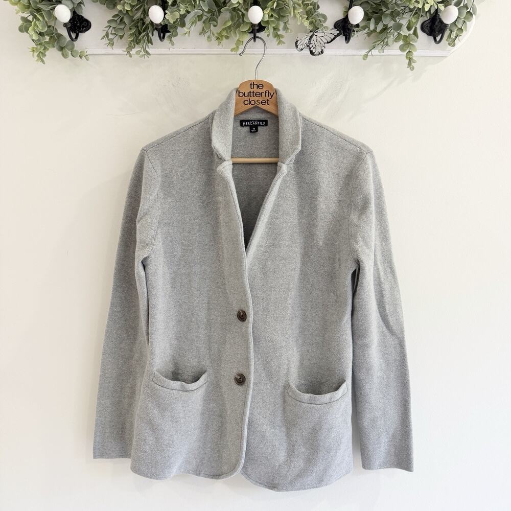 J. Crew Gray Knit Button Down Jacket Notch Lapel Medium O6059
